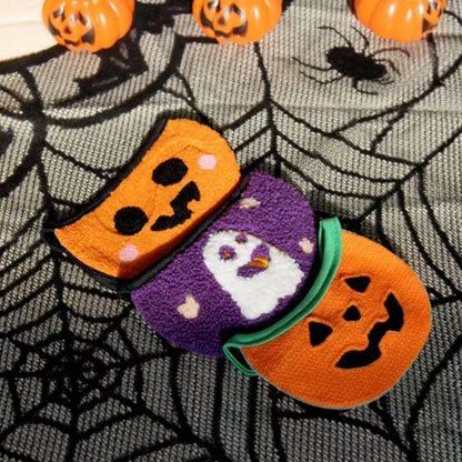 Pet Saliva Towel Halloween Halloween Elastic Lace Decoration Dog Cat Pumpkin Ghost Cartoon Embroidery Supplies