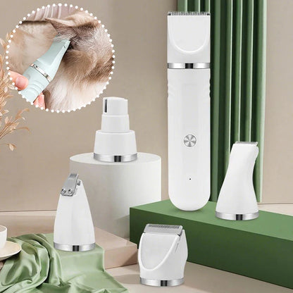 USB Rechargeable 4 in 1 Electric Pet Hair Shaver High Power Low-Noise Pet Hair Trimmer 4 Different Blades Cat Dog Hair Clipper