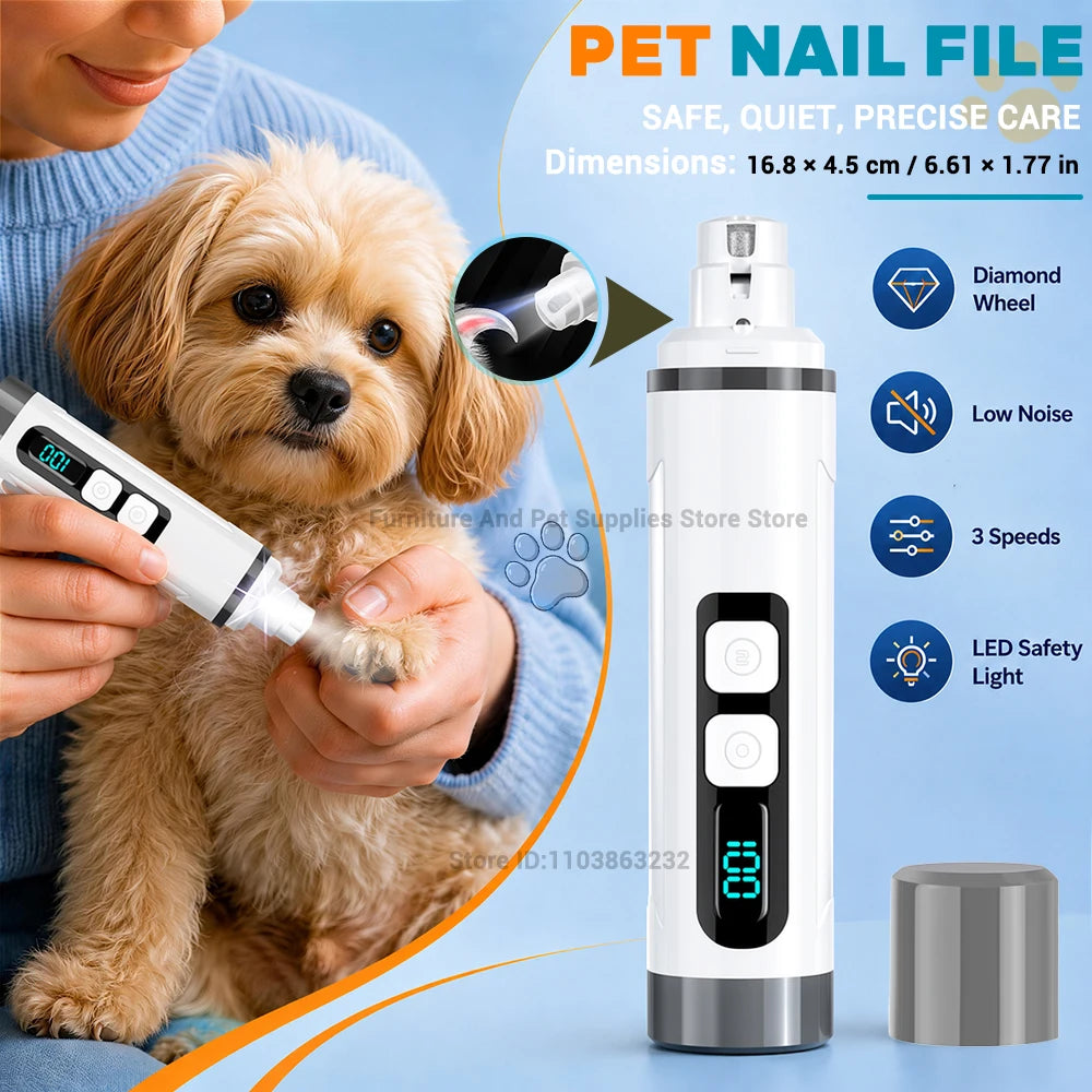 Electric Pet Nail Grinder with 3 Speed Settings, LED Light, Cat Nail Clippers and Smart Display – for Large and Small Dogs’ Paws