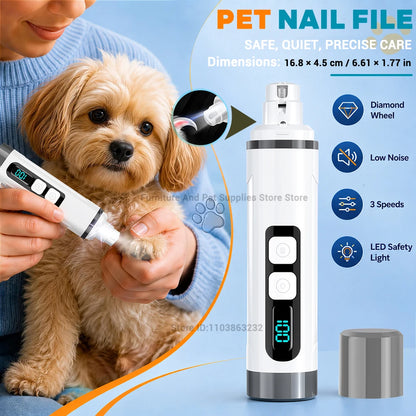 Electric Pet Nail Grinder with 3 Speed Settings, LED Light, Cat Nail Clippers and Smart Display – for Large and Small Dogs’ Paws