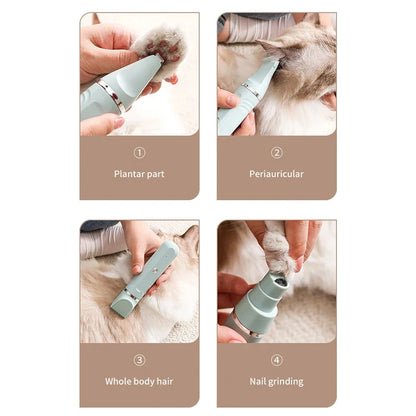 USB Rechargeable 4 in 1 Electric Pet Hair Shaver High Power Low-Noise Pet Hair Trimmer 4 Different Blades Cat Dog Hair Clipper