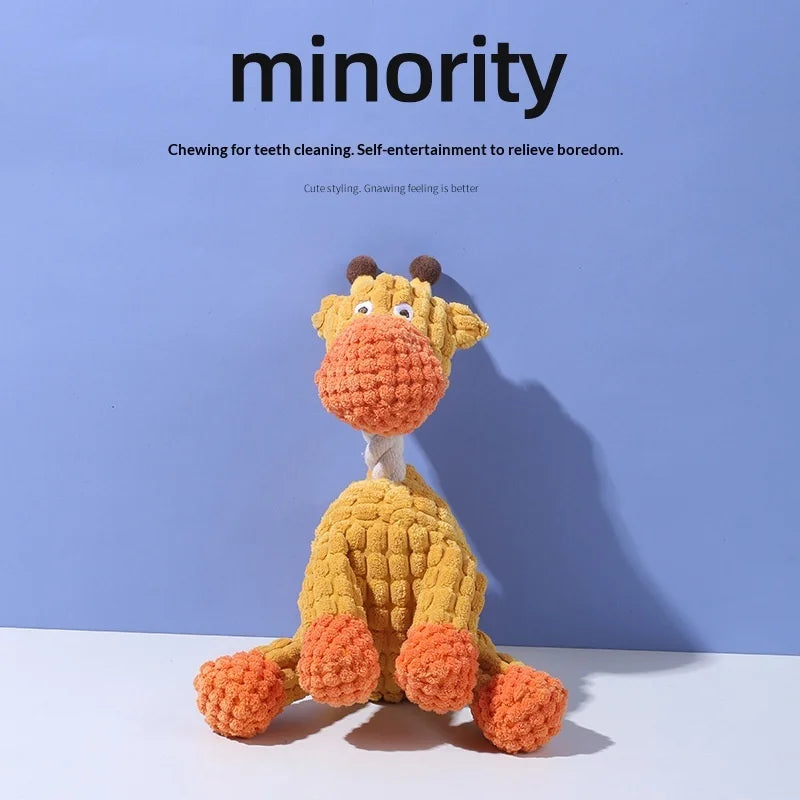 Sound-making plush toy pet, resistant to biting, interactive, entertaining, and suitable for teething and dental cleaning