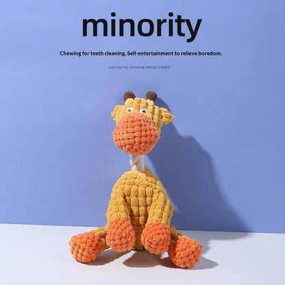 Sound-making plush toy pet, resistant to biting, interactive, entertaining, and suitable for teething and dental cleaning