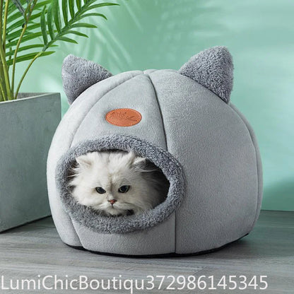 Winter Cozy Cave Pet Tent Bed Deep Sleep Comfort Cat Bed Mat Basket Indoor Warm Nest House For Small Dogs Cats