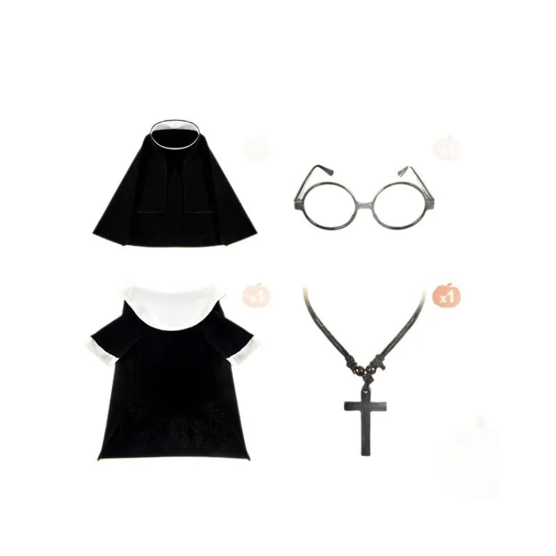 4Pcs/Set Pet Costumes: Halloween Pet Costumes Funny and Quirky Nun Costume Sets, Dog Halloween Outfits