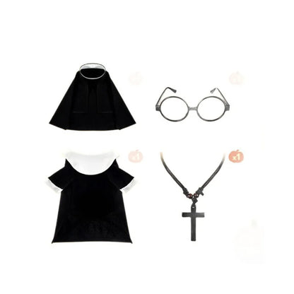 4Pcs/Set Pet Costumes: Halloween Pet Costumes Funny and Quirky Nun Costume Sets, Dog Halloween Outfits