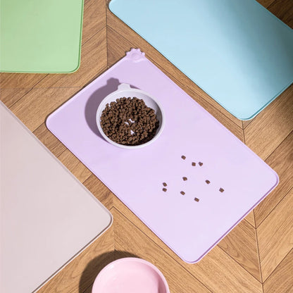 Silicone Dog Cat Feeding Mat Non-Slip Waterproof Pet Bowl Mat with High Lips Food Water Placemat Feeder Tray for Pet Supplies
