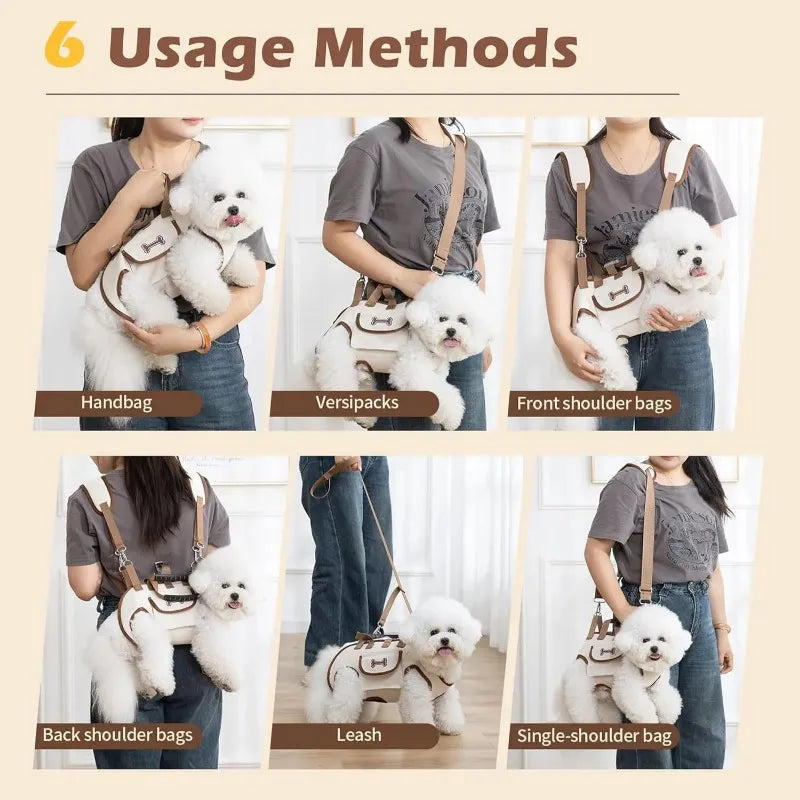 Portable Dog Carrier Bag Breathable Adjustable Dogs Transport Shoulder Bags Multi-functional Traction Backpack Pets Travel Bags
