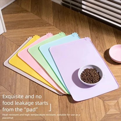 Silicone Dog Cat Feeding Mat Non-Slip Waterproof Pet Bowl Mat with High Lips Food Water Placemat Feeder Tray for Pet Supplies