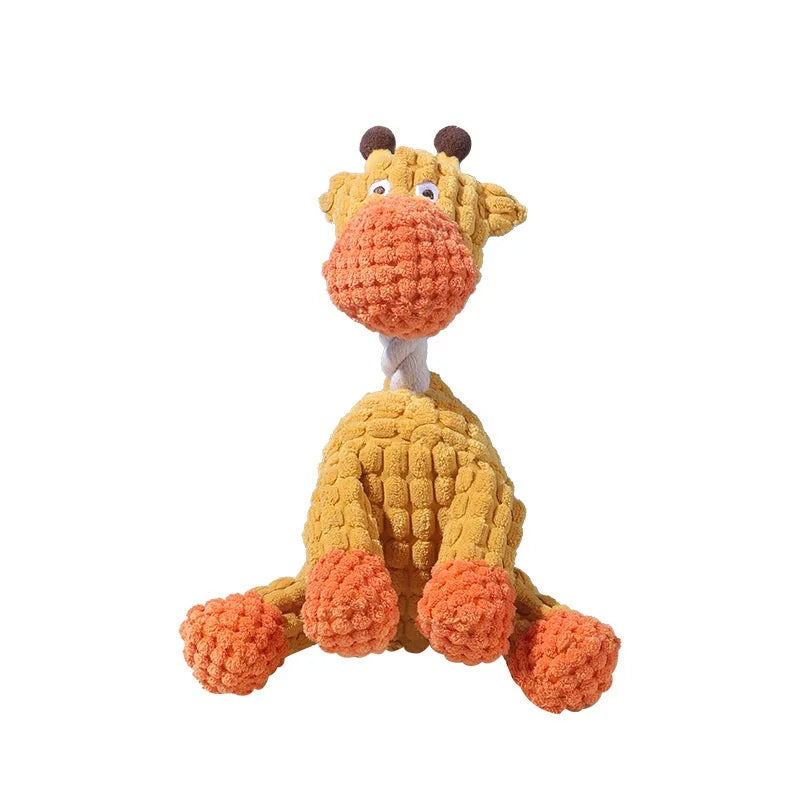 Sound-making plush toy pet, resistant to biting, interactive, entertaining, and suitable for teething and dental cleaning