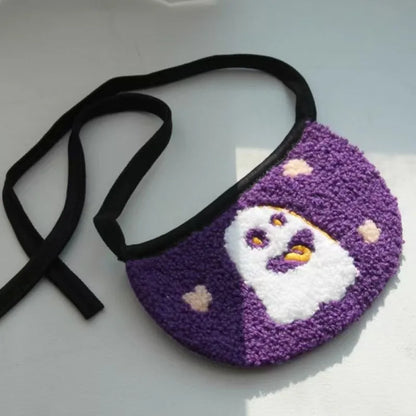 Pet Saliva Towel Halloween Halloween Elastic Lace Decoration Dog Cat Pumpkin Ghost Cartoon Embroidery Supplies