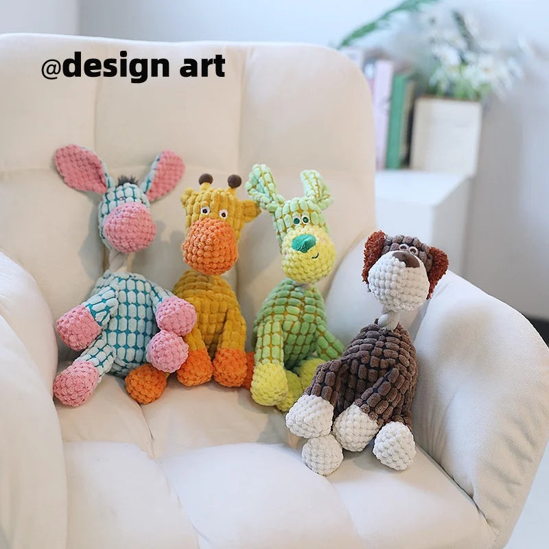Sound-making plush toy pet, resistant to biting, interactive, entertaining, and suitable for teething and dental cleaning