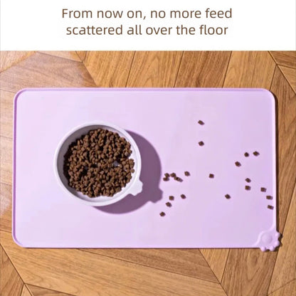Silicone Dog Cat Feeding Mat Non-Slip Waterproof Pet Bowl Mat with High Lips Food Water Placemat Feeder Tray for Pet Supplies