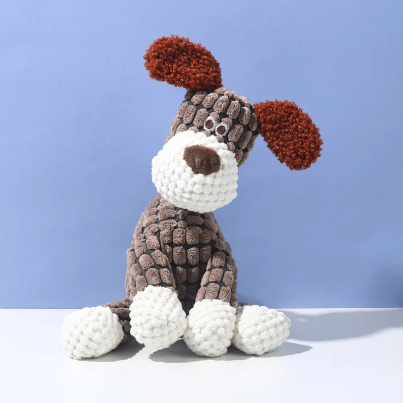 Sound-making plush toy pet, resistant to biting, interactive, entertaining, and suitable for teething and dental cleaning