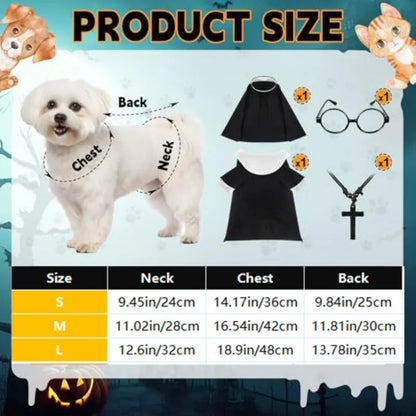 4Pcs/Set Pet Costumes: Halloween Pet Costumes Funny and Quirky Nun Costume Sets, Dog Halloween Outfits
