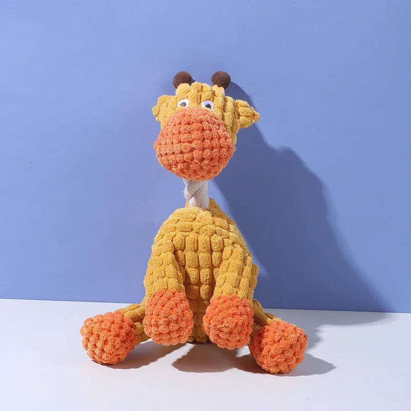 Sound-making plush toy pet, resistant to biting, interactive, entertaining, and suitable for teething and dental cleaning