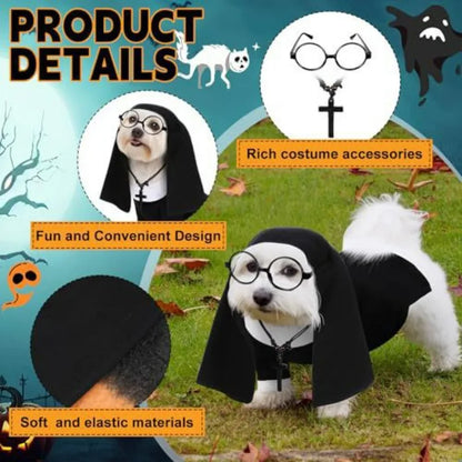 4Pcs/Set Pet Costumes: Halloween Pet Costumes Funny and Quirky Nun Costume Sets, Dog Halloween Outfits