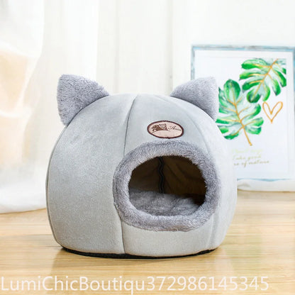 Winter Cozy Cave Pet Tent Bed Deep Sleep Comfort Cat Bed Mat Basket Indoor Warm Nest House For Small Dogs Cats