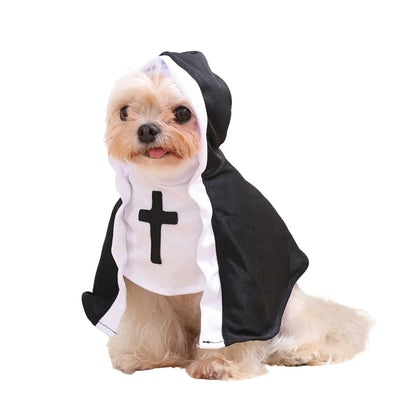 Dog Nun Halloween Costume Cloak Funny Pet Holiday Outfit for Small Large Dogs Cats Cute Puppy Party Dress Yorkie Cosplay Clothes