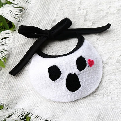 Pet Saliva Towel Halloween Halloween Elastic Lace Decoration Dog Cat Pumpkin Ghost Cartoon Embroidery Supplies