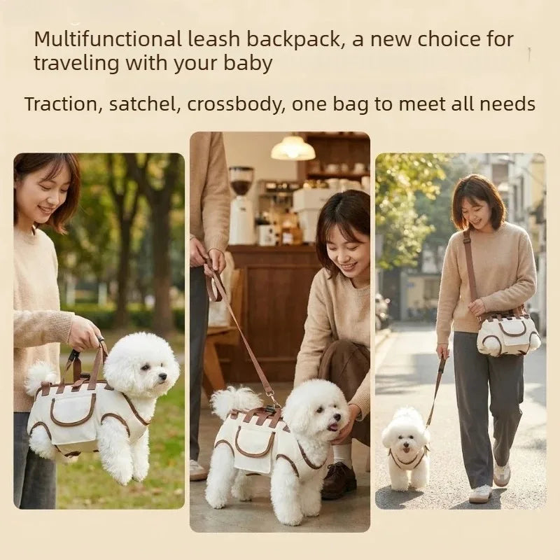 Portable Dog Carrier Bag Breathable Adjustable Dogs Transport Shoulder Bags Multi-functional Traction Backpack Pets Travel Bags