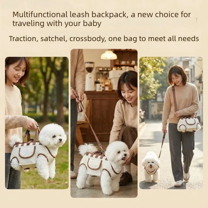 Portable Dog Carrier Bag Breathable Adjustable Dogs Transport Shoulder Bags Multi-functional Traction Backpack Pets Travel Bags