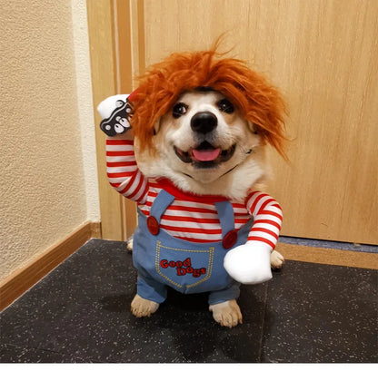 Dog Halloween Costume  Pet Transformation Dress Festival Funny Knife Holding Dog Clothes Cat Standing Dress Pet Dress Up