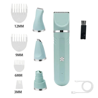 USB Rechargeable 4 in 1 Electric Pet Hair Shaver High Power Low-Noise Pet Hair Trimmer 4 Different Blades Cat Dog Hair Clipper
