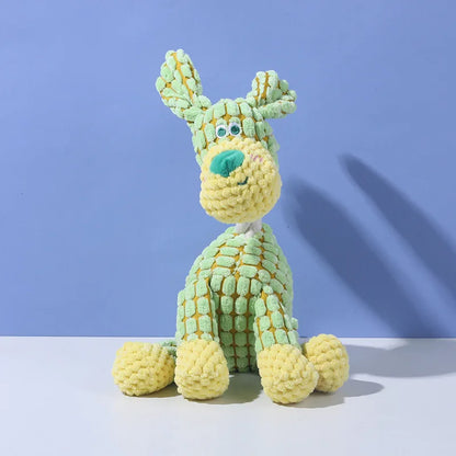 Sound-making plush toy pet, resistant to biting, interactive, entertaining, and suitable for teething and dental cleaning