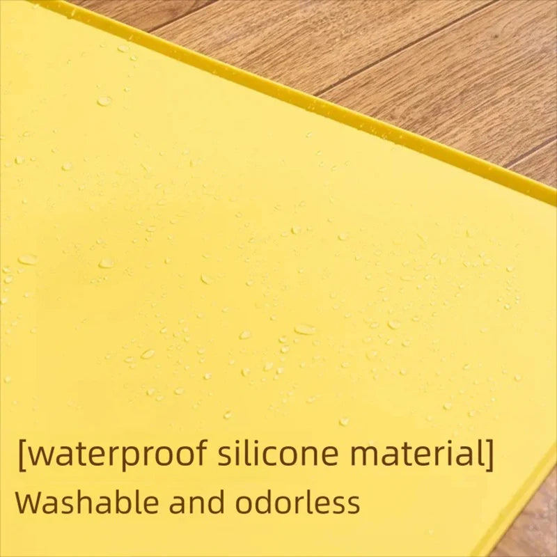 Silicone Dog Cat Feeding Mat Non-Slip Waterproof Pet Bowl Mat with High Lips Food Water Placemat Feeder Tray for Pet Supplies