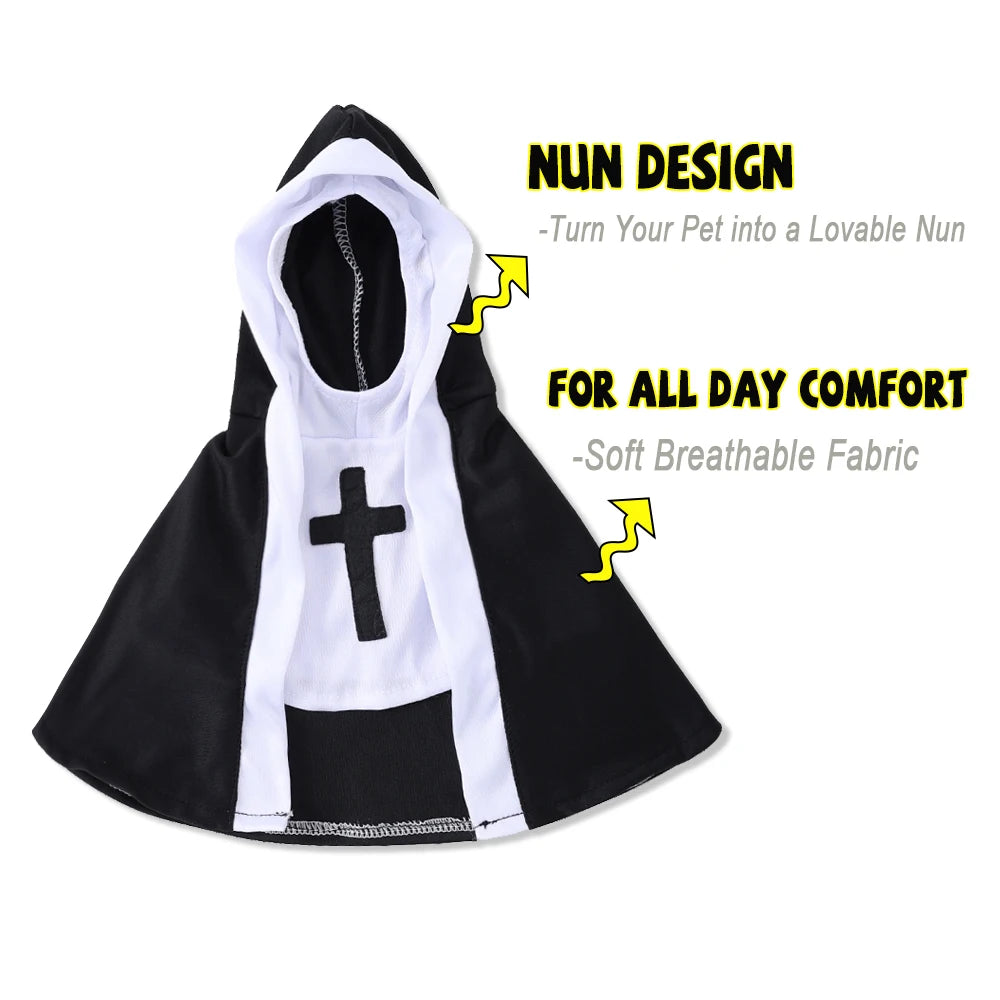 Dog Nun Halloween Costume Cloak Funny Pet Holiday Outfit for Small Large Dogs Cats Cute Puppy Party Dress Yorkie Cosplay Clothes