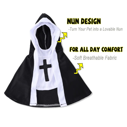 Dog Nun Halloween Costume Cloak Funny Pet Holiday Outfit for Small Large Dogs Cats Cute Puppy Party Dress Yorkie Cosplay Clothes