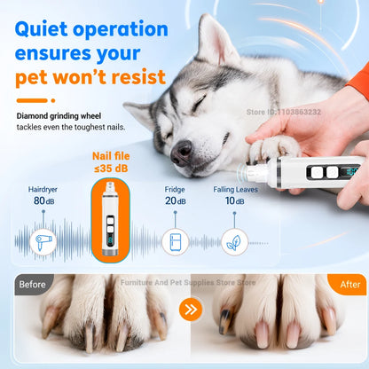 Electric Pet Nail Grinder with 3 Speed Settings, LED Light, Cat Nail Clippers and Smart Display – for Large and Small Dogs’ Paws