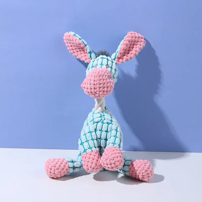 Sound-making plush toy pet, resistant to biting, interactive, entertaining, and suitable for teething and dental cleaning