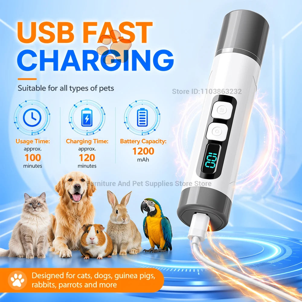 Electric Pet Nail Grinder with 3 Speed Settings, LED Light, Cat Nail Clippers and Smart Display – for Large and Small Dogs’ Paws