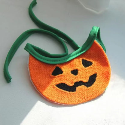 Pet Saliva Towel Halloween Halloween Elastic Lace Decoration Dog Cat Pumpkin Ghost Cartoon Embroidery Supplies